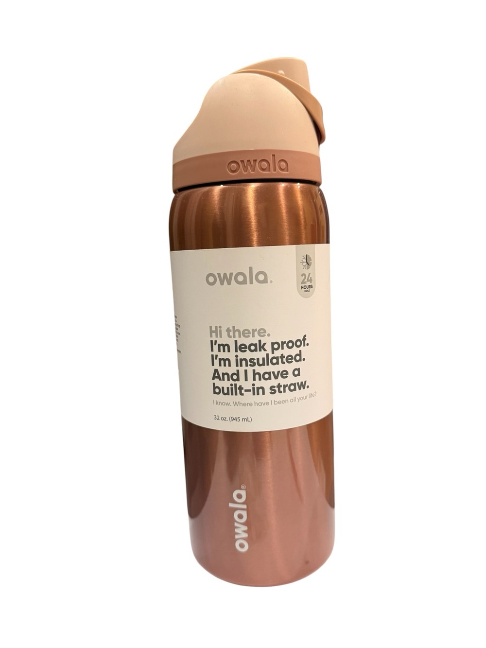 owala Insulated Leak-Proof Water Bottle with Built-In Straw - Rose Gold